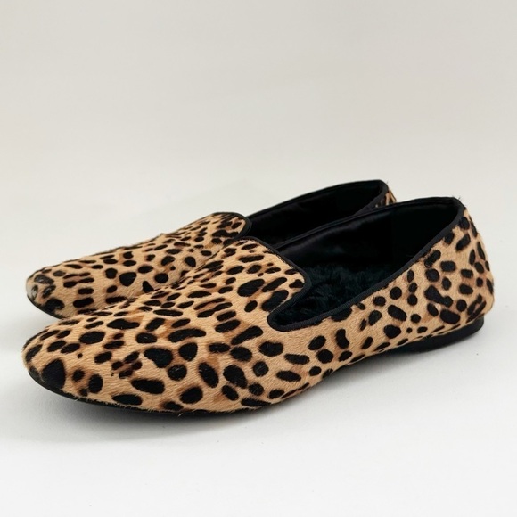 Birdie's Starling Flat Smoking Loafer Shoe Leopard Calf Hair Classic Mobwife 8.5 - Picture 4 of 15